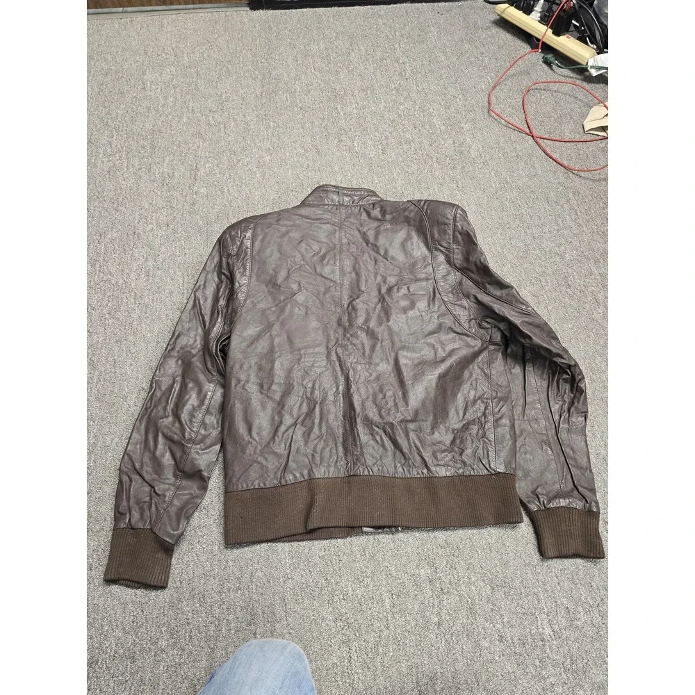 Vintage Bermans Leather Jacket Mens 40 Brown Bomber Faux Fur Lined Made Korea